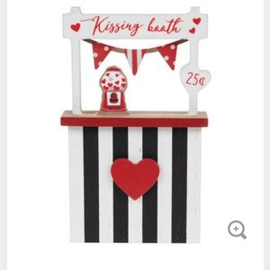 Black & White Striped Valentine Kissing Booth Tiered Tray Decoration SOLD OUT